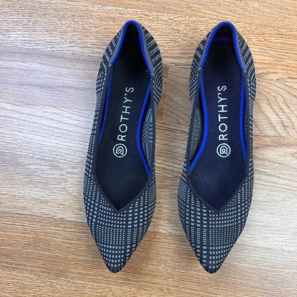 Rothy's The Point Limited Edition Flats in Glen Plaid Size 7.5 Grey Pointed Toe - Picture 3 of 8